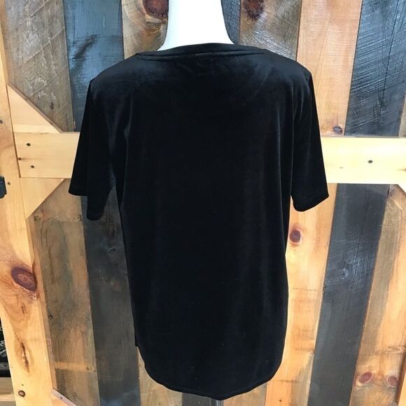 OLD Navy black velvet short sleeved top, size S - Picture 3 of 5